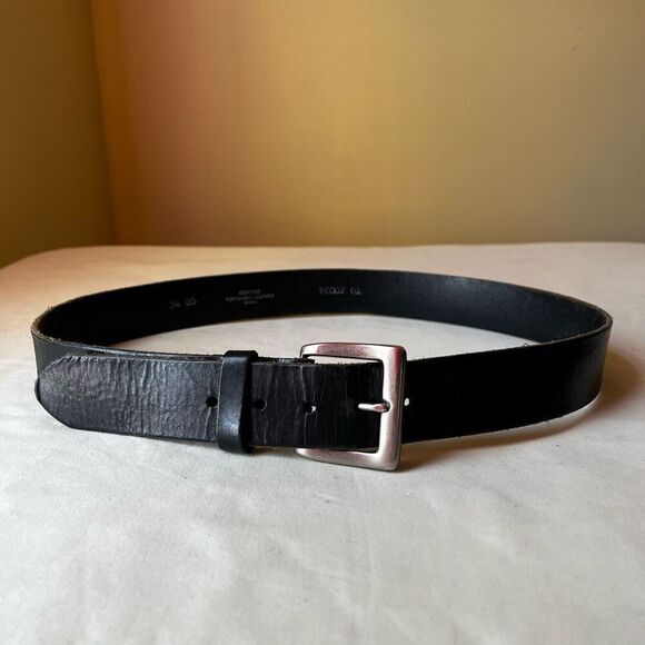 Vintage Top Grain Leather Belt with Heavy Silver Buckle Casual Indie Grunge 34